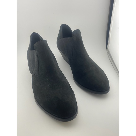 Eileen Fisher Perry black nubuck suede elastic cutout shoes booties sz 7.5 - Picture 6 of 16